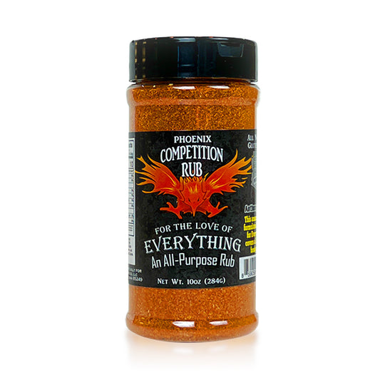 13.0oz Bottle of Phoenix Competition Everything Rub - Aromatic orange blend in shaker container