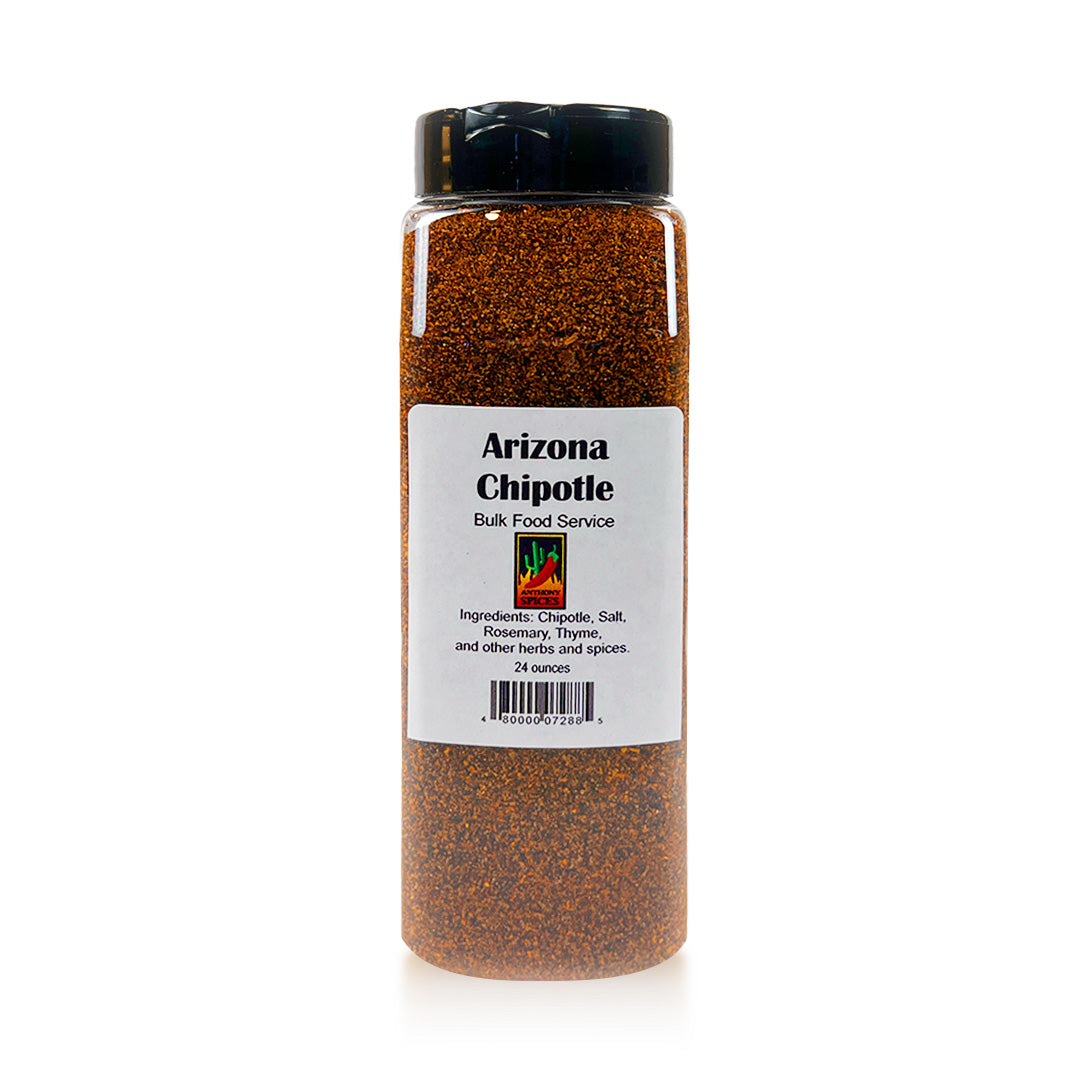 24oz Bottle of Arizona Chipotle Spice Blend - Large container filled with smoky orange-red spice blend