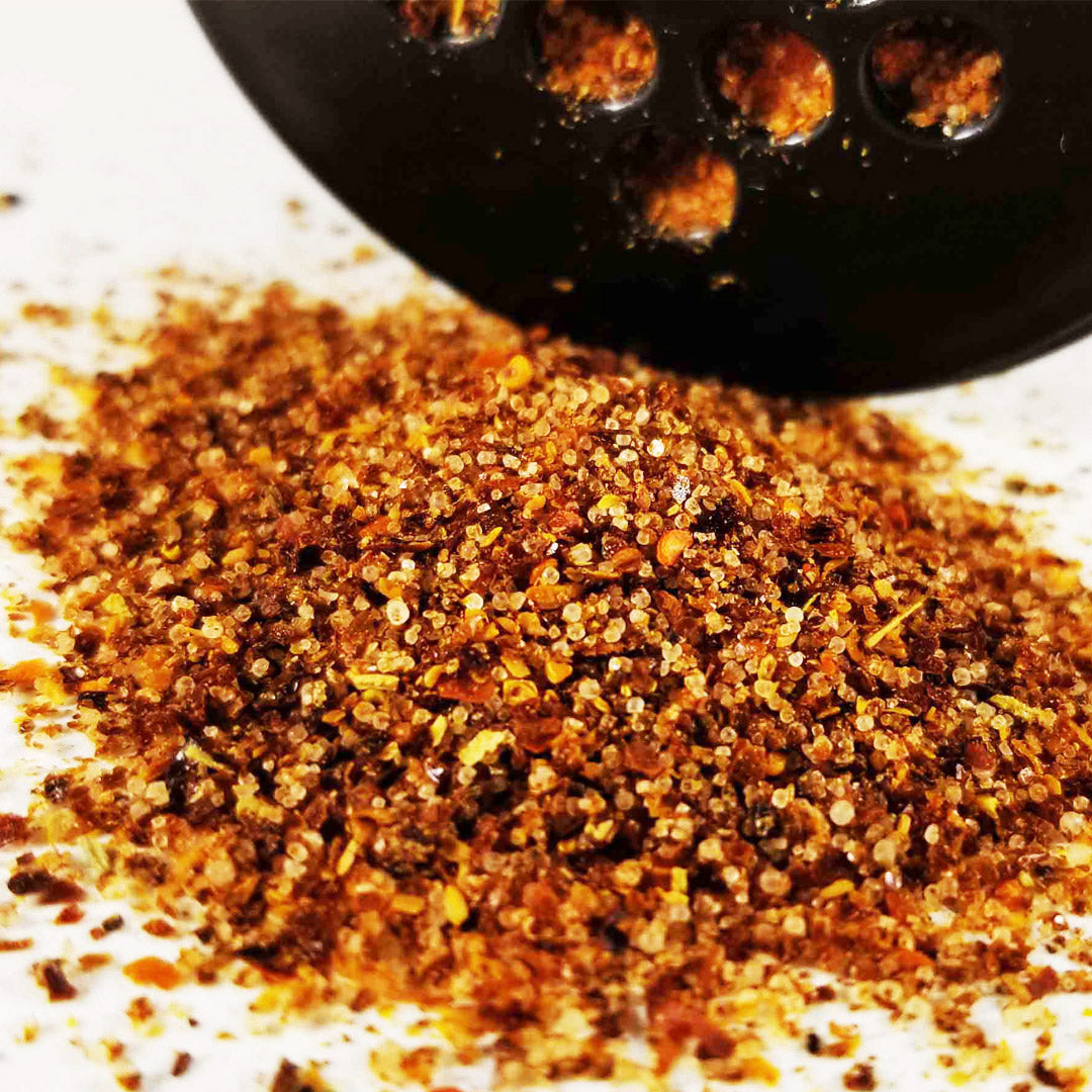 Close-up of spilled Arizona Habanero Spice - Intense and fiery, macro view
