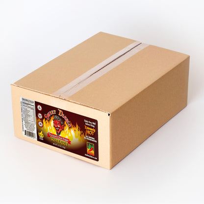 Case of 12 (5 fl oz Bottles) of Sweet Diablo Hot Sauce - Closed shipping box with label