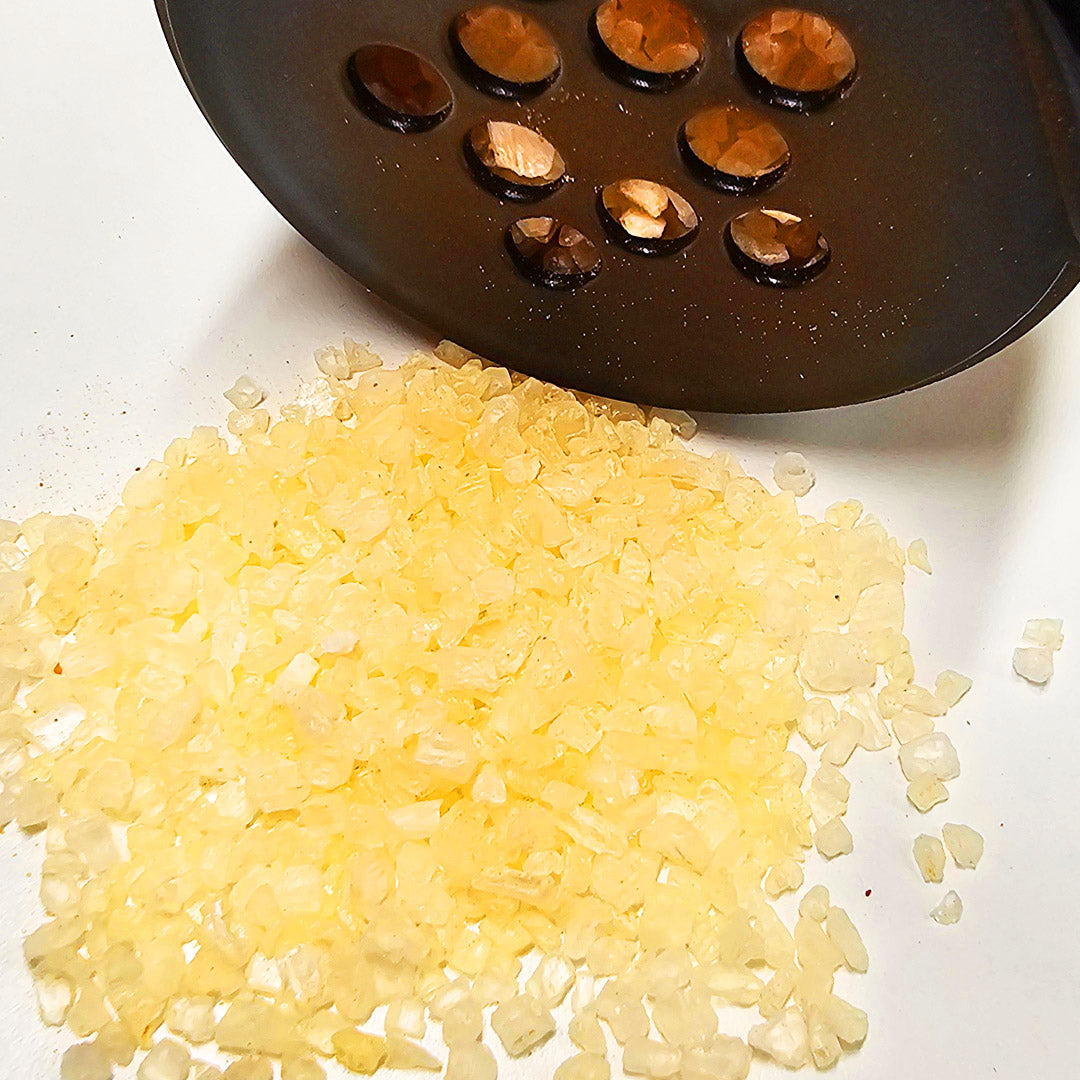 Close-up of spilled Trinidad Scorpion Sea Salt - Intensely hot, macro view